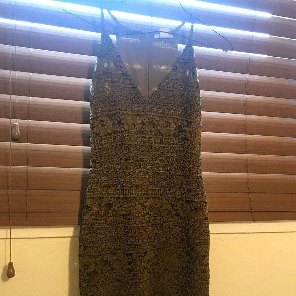 H&M embroidered Green Dress